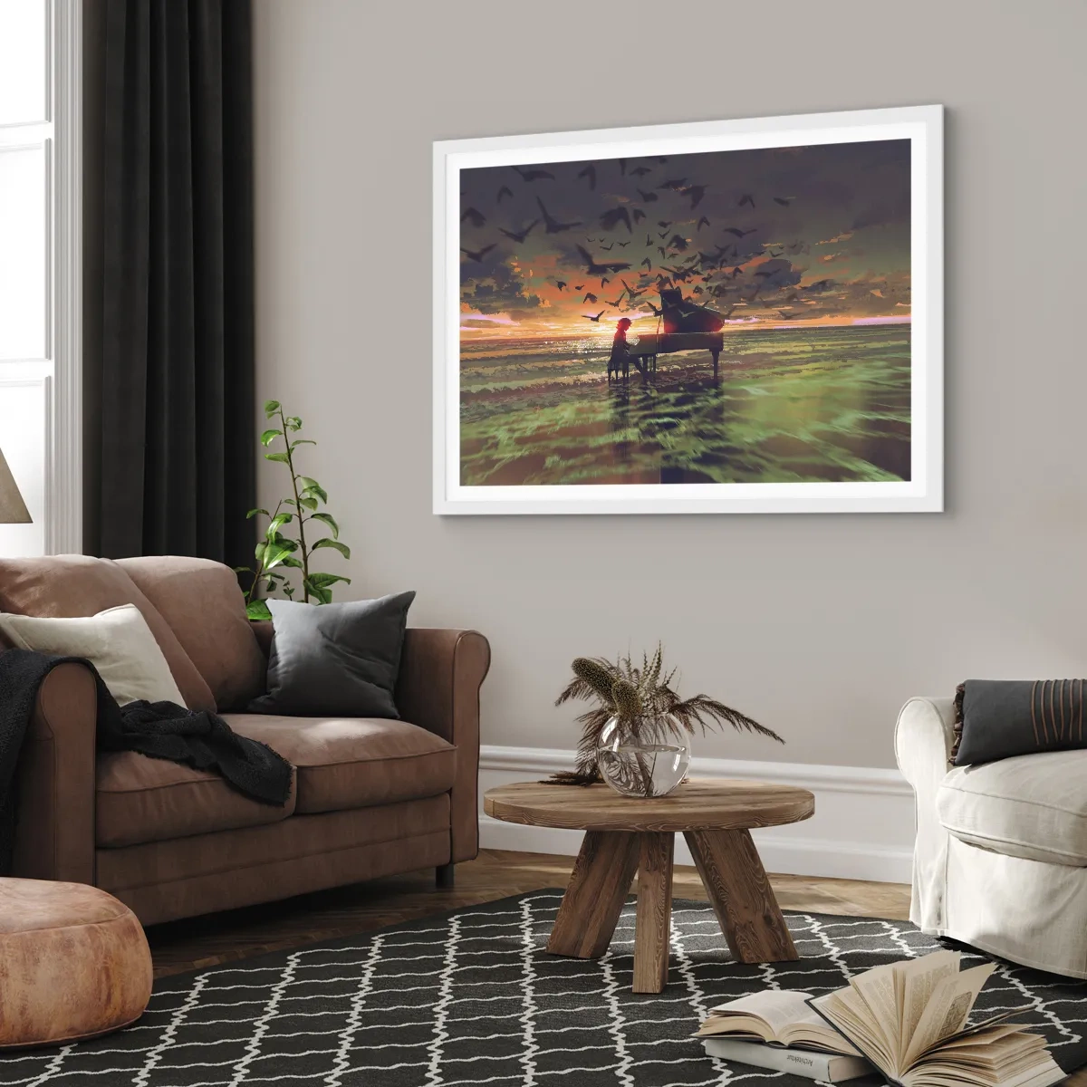 Poster in white frmae - Concert for Piano and Waves - 70x50 cm