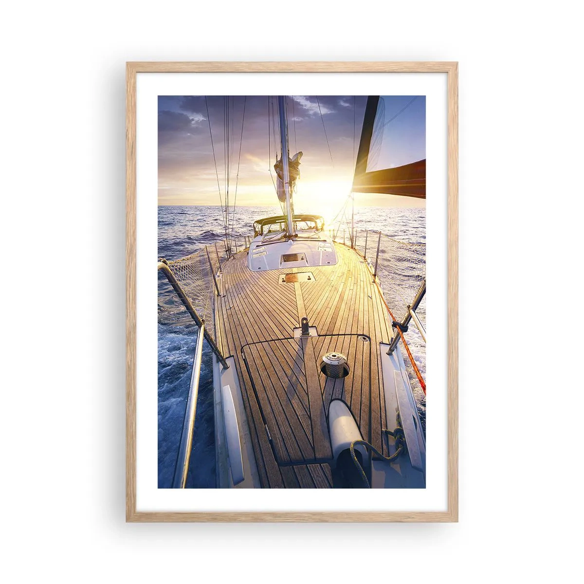 Poster in light oak frame - Running on Waves - 50x70 cm