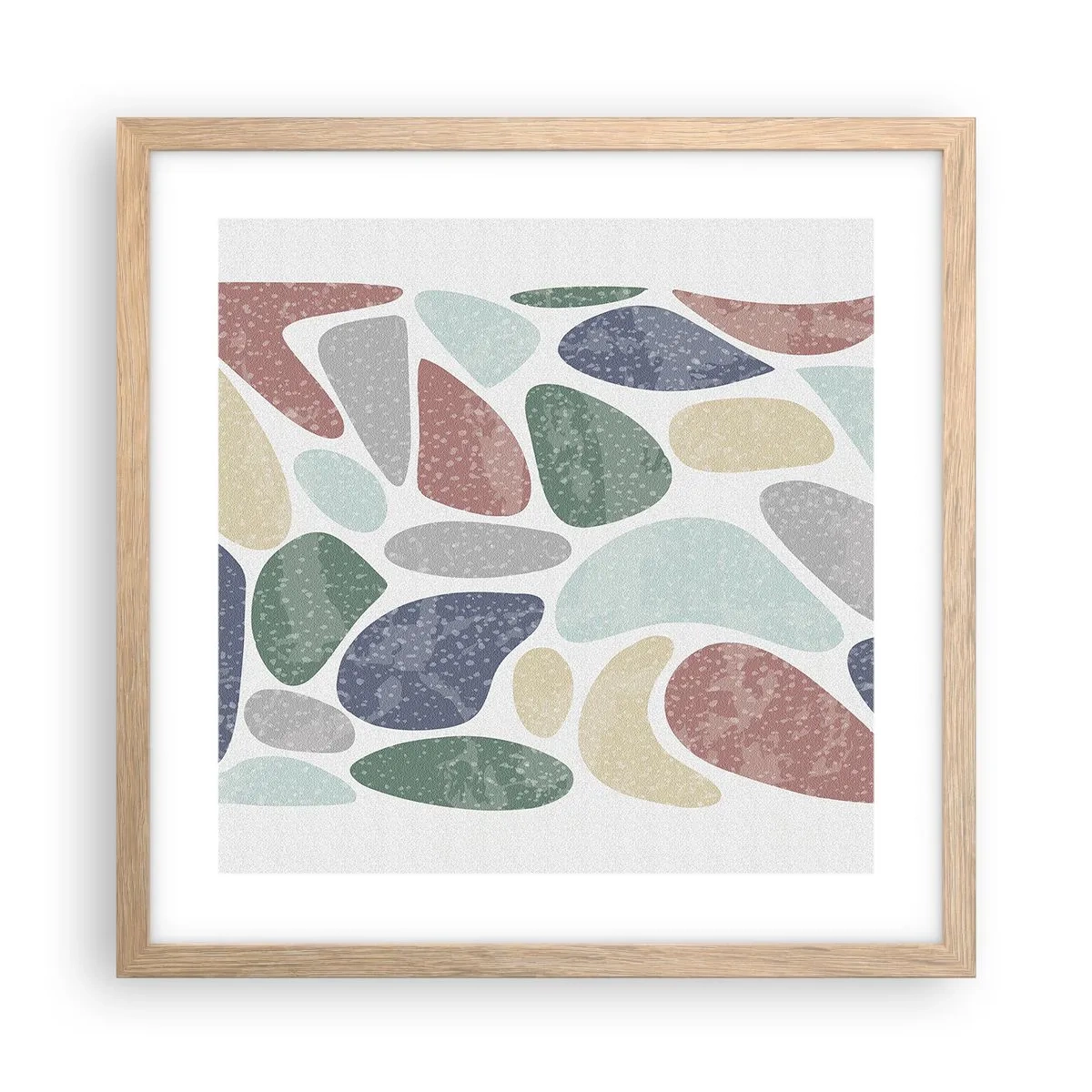 Poster in light oak frame - Mosaic of Powdered Colours - 40x40 cm