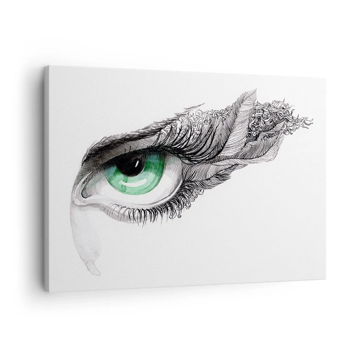 Canvas picture - Artistic eye with green iris and drawing details - 70x50cm - Beautiful and Ready to Attack - Modern wall decoration for the living room and bedroom ARTTOR