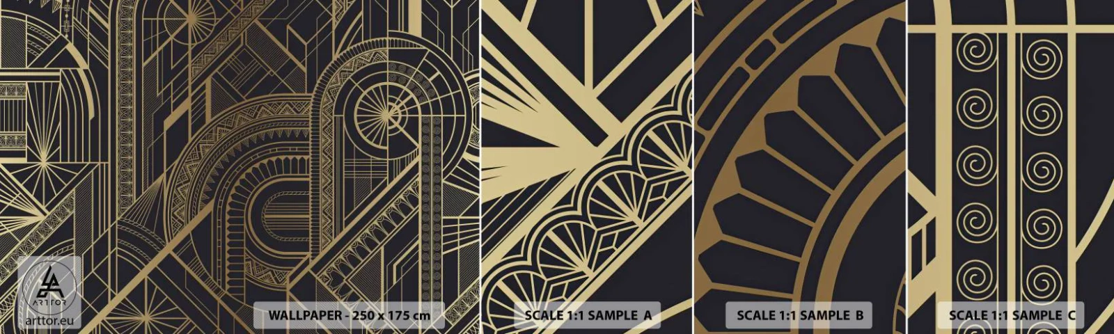 Photo Wallpaper Sample Self-Adhesive Deluxe Sticker - Concepts, Ideas, Plans - Abstraction, Piece, Ornament - 100x30 cm