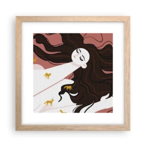 Poster in light oak frame - Dream of a Golden Horse - 30x30 cm