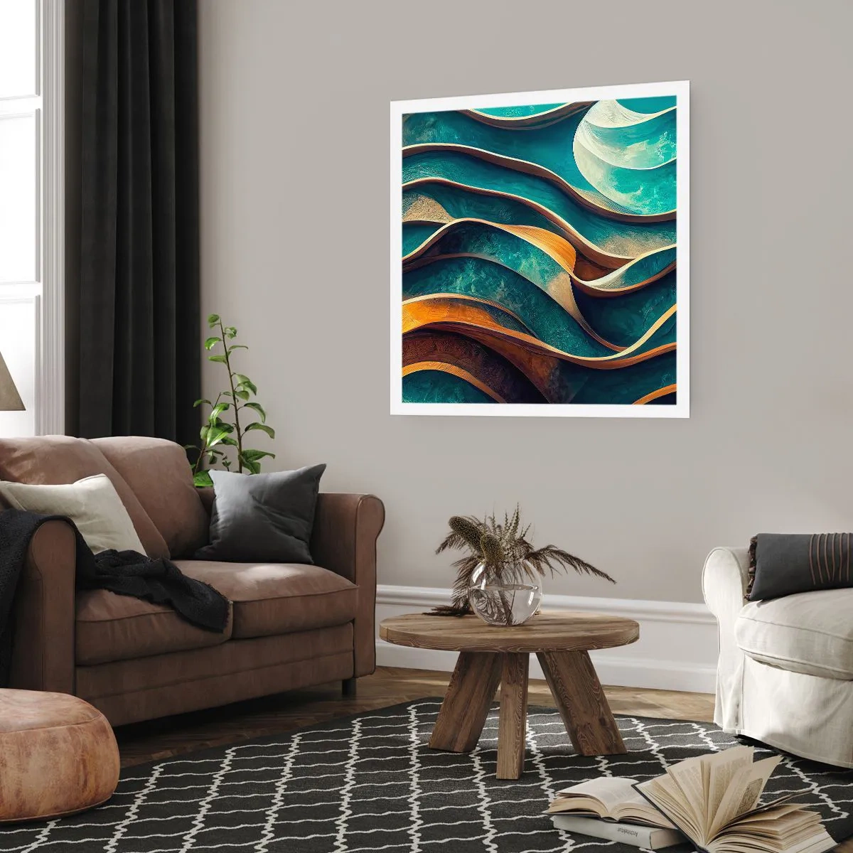 Poster - Meanderings of Blue - 50x50 cm