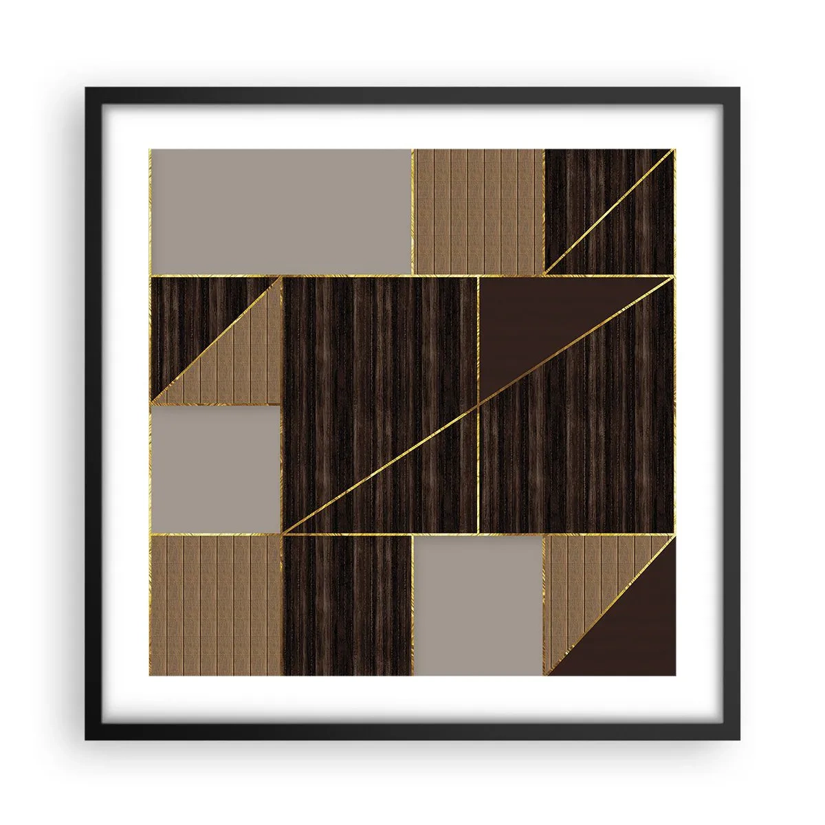 Poster in black frame - Mosaic of Brown and Gold - 50x50 cm