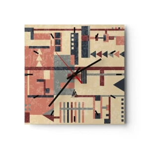 Wall clock - Clock on glass - Combinations of Verticals and Horizontals - 40x40 cm