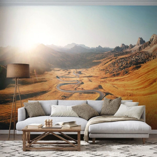 Photo Wallpaper Premium Sand - In a Golden Valley - Landscape, Mountains, Italy - 100x70 cm