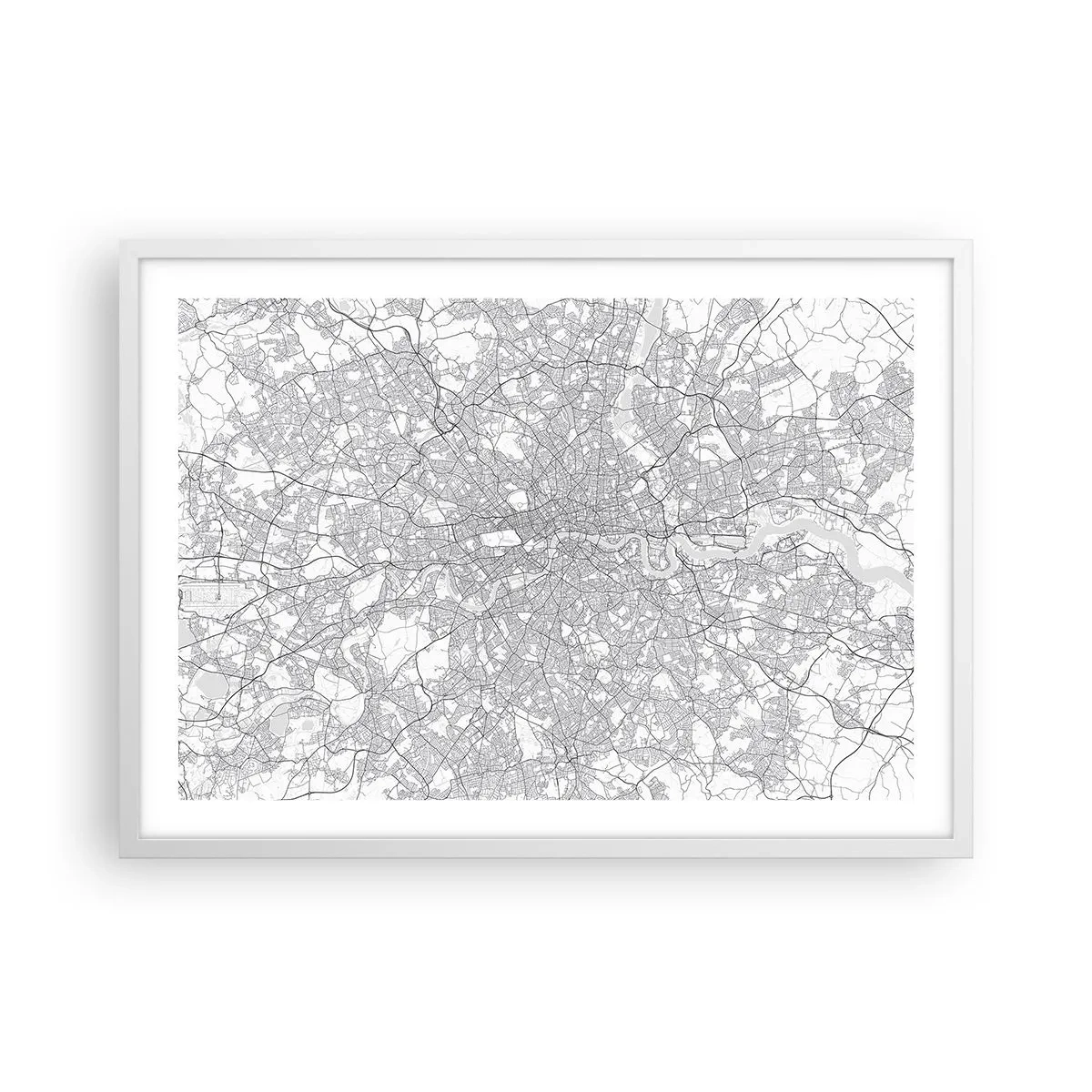 Poster in white frmae - Map of London Maze - 70x50 cm