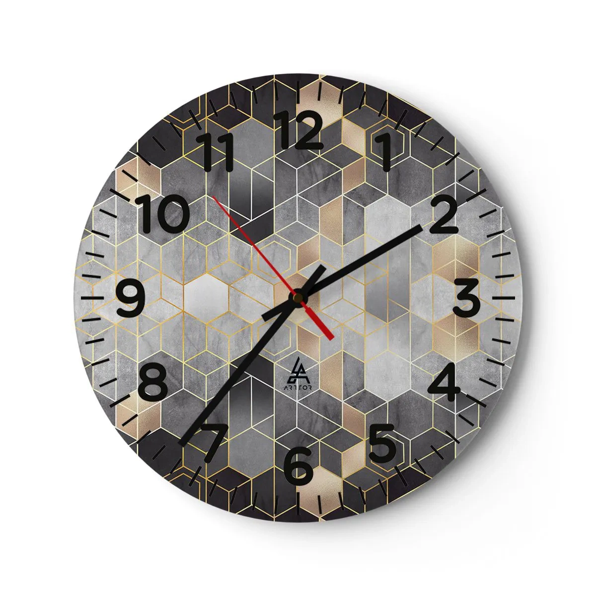 Wall clock - Clock on glass - Diamond Composition - 30x30 cm
