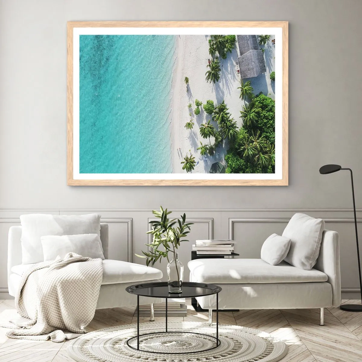 Poster in light oak frame - Holidays in Paradise - 100x70 cm