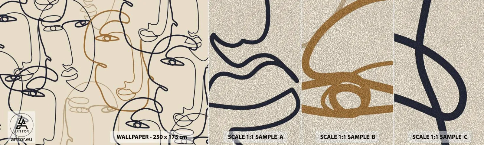 Photo Wallpaper Sample Premium Sand - Multiplied Portrait - Abstraction, Face, Graphics - 100x30 cm