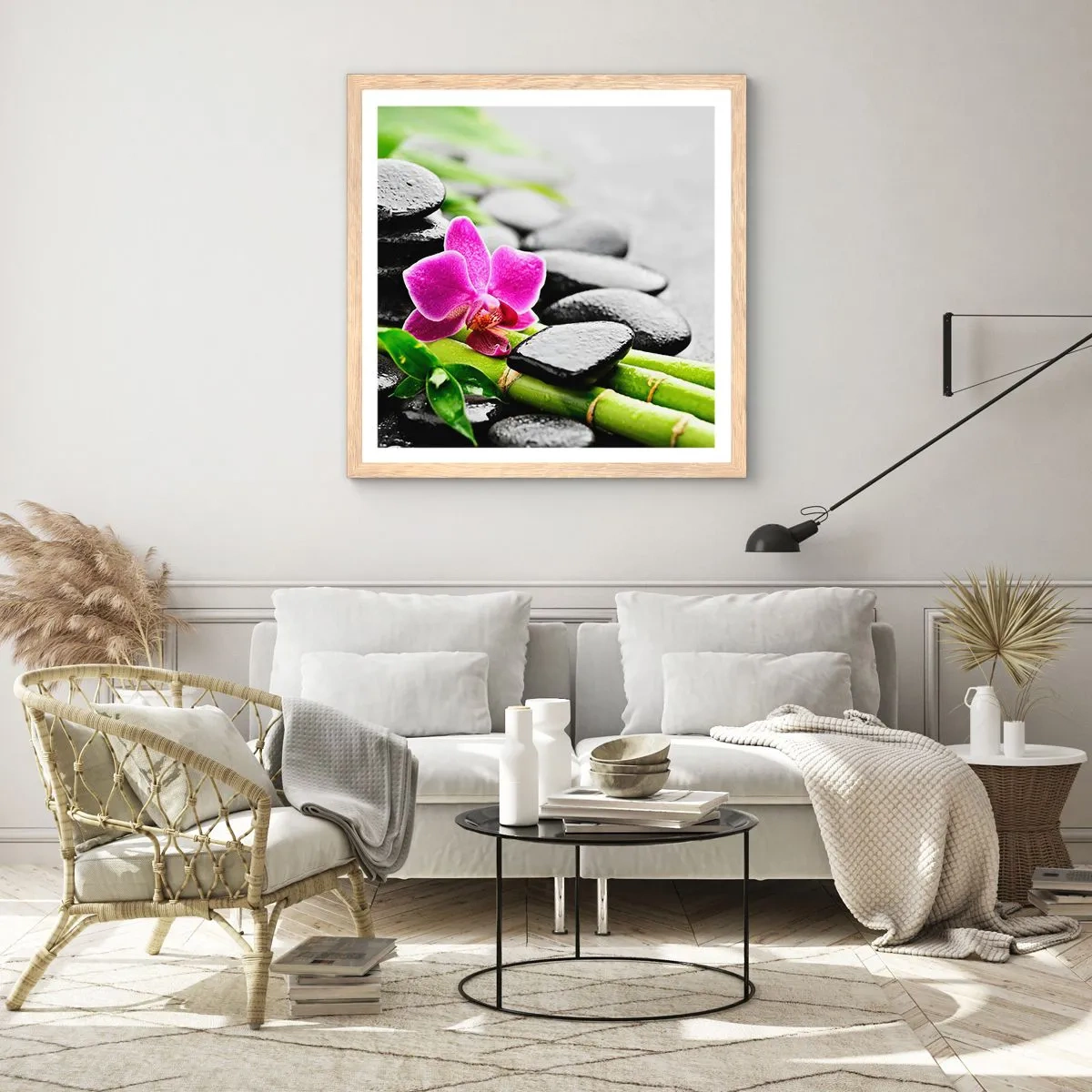Poster in light oak frame - In a Peaceful Balance - 60x60 cm