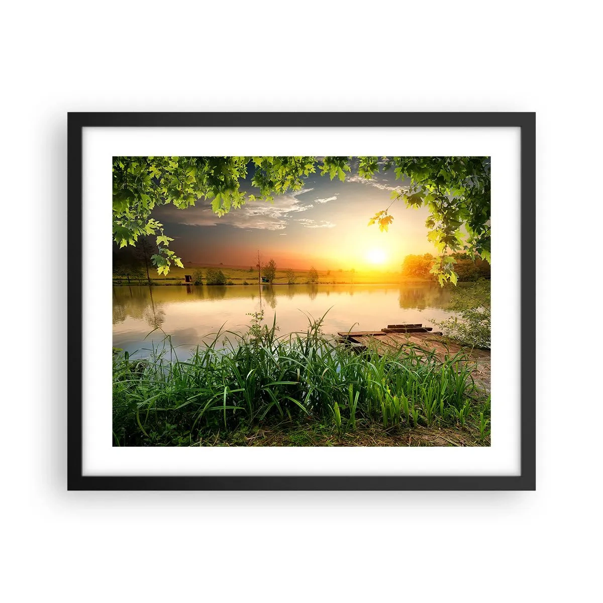 Poster in black frame - Landscape in a Green Frame - 50x40 cm