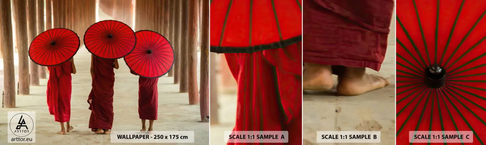 Photo Wallpaper Sample Self-Adhesive Deluxe Sticker - On the Way to Pure Country - Asia, Burma, Women - 100x30 cm