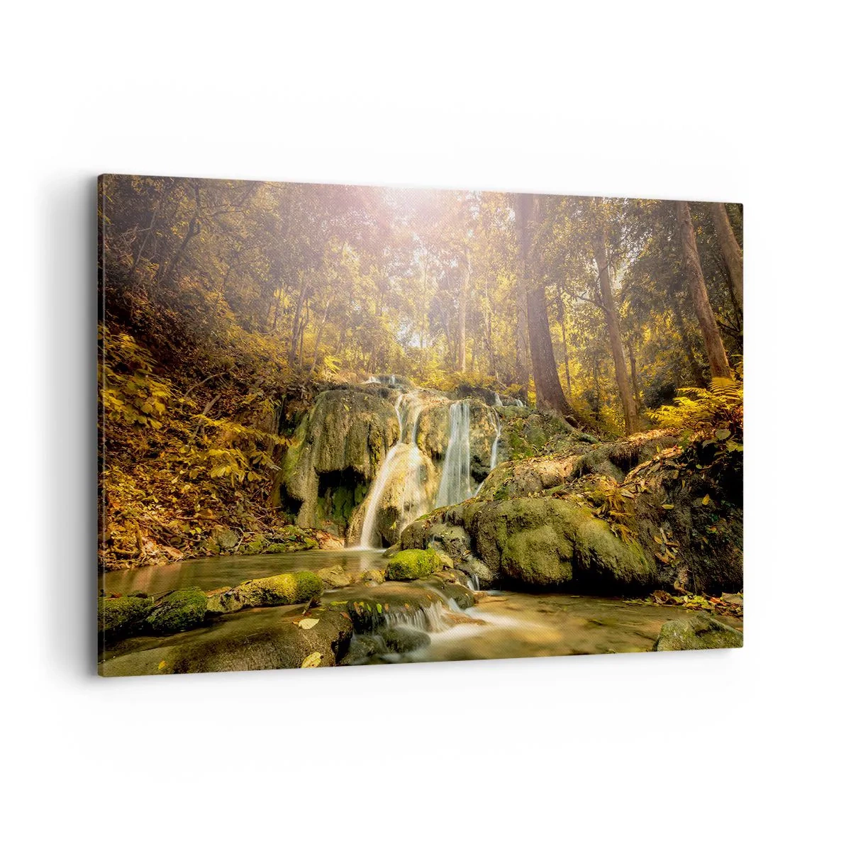 Canvas picture - Forest Cascade in Green - 120x80 cm