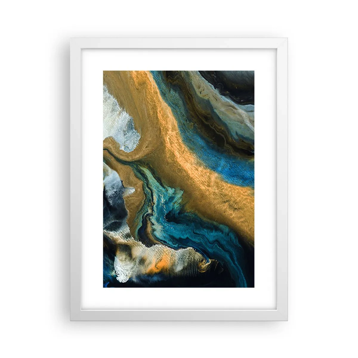 Poster in white frmae - Blue -Yellow - Mutal Influences - 30x40 cm