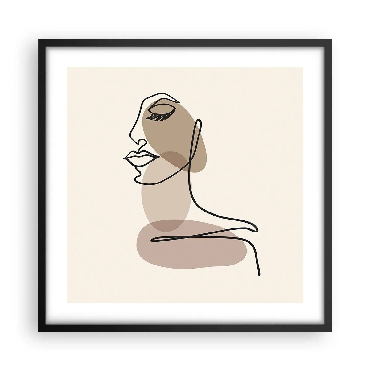 Poster in black frame - Listening to Herself - 50x50 cm