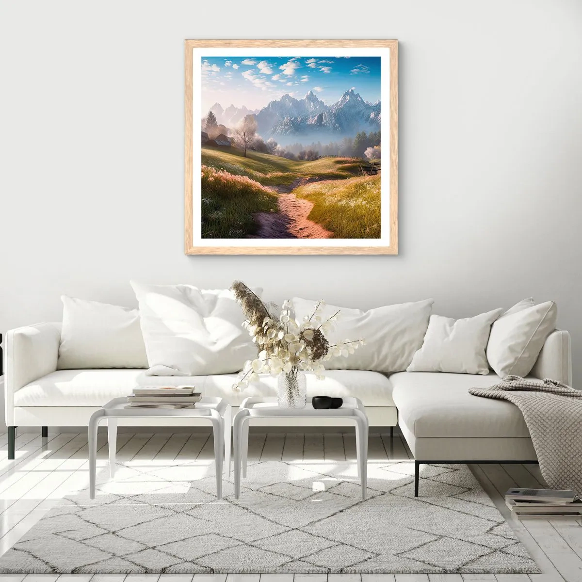 Poster in light oak frame - Quiet Valley - 40x40 cm