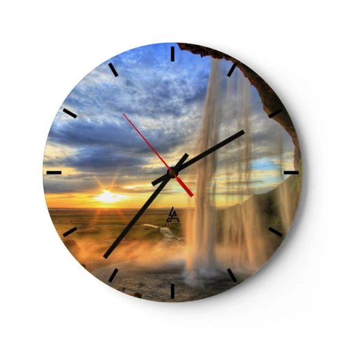 Wall clock - Clock on glass - World behind Raindrops - 40x40 cm
