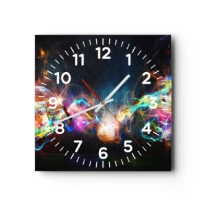 Wall clock - Clock on glass - Joyfully against Darkness - 40x40 cm