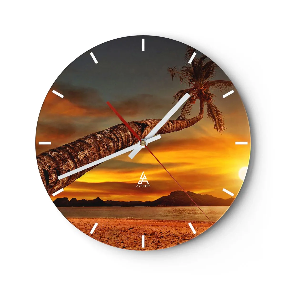 Wall clock - Clock on glass - Exotic Holiday, Caribbean Adventure - 40x40 cm
