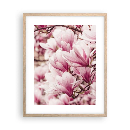Poster in light oak frame - Spring is Pink - 40x50 cm