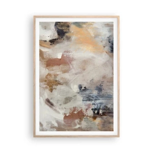Poster in light oak frame - Foggy Abstract - 70x100 cm