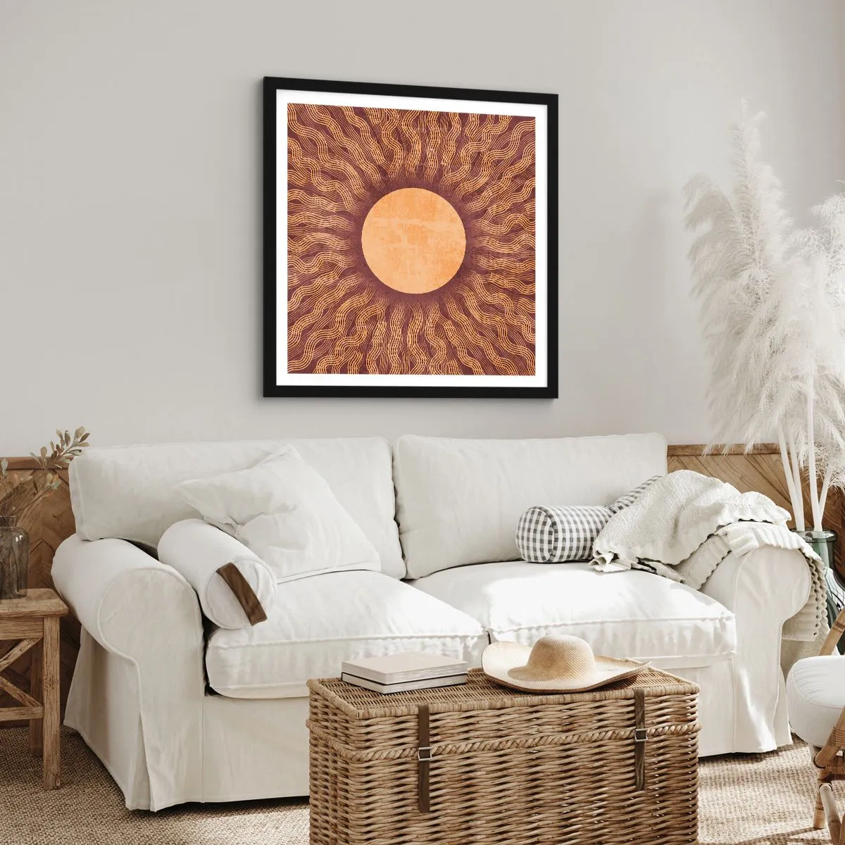 Poster in black frame - Sun Icon - 50x50 cm