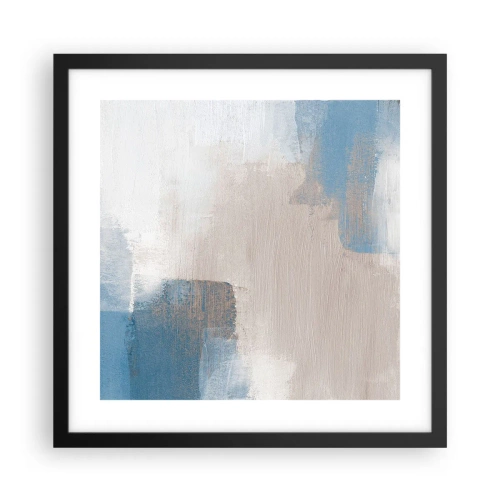 Poster in black frame - Pink Abstract with a Blue Curtain - 40x40 cm