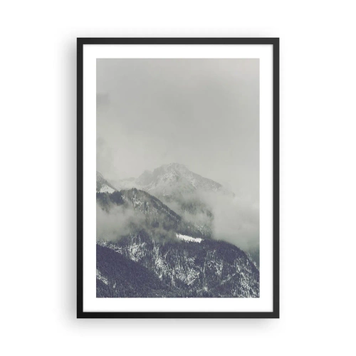 Poster in black frame - Misty mountains with a mysterious atmosphere - 50x70cm - Foggy valley - Modern wall decoration for the living room and bedroom ARTTOR