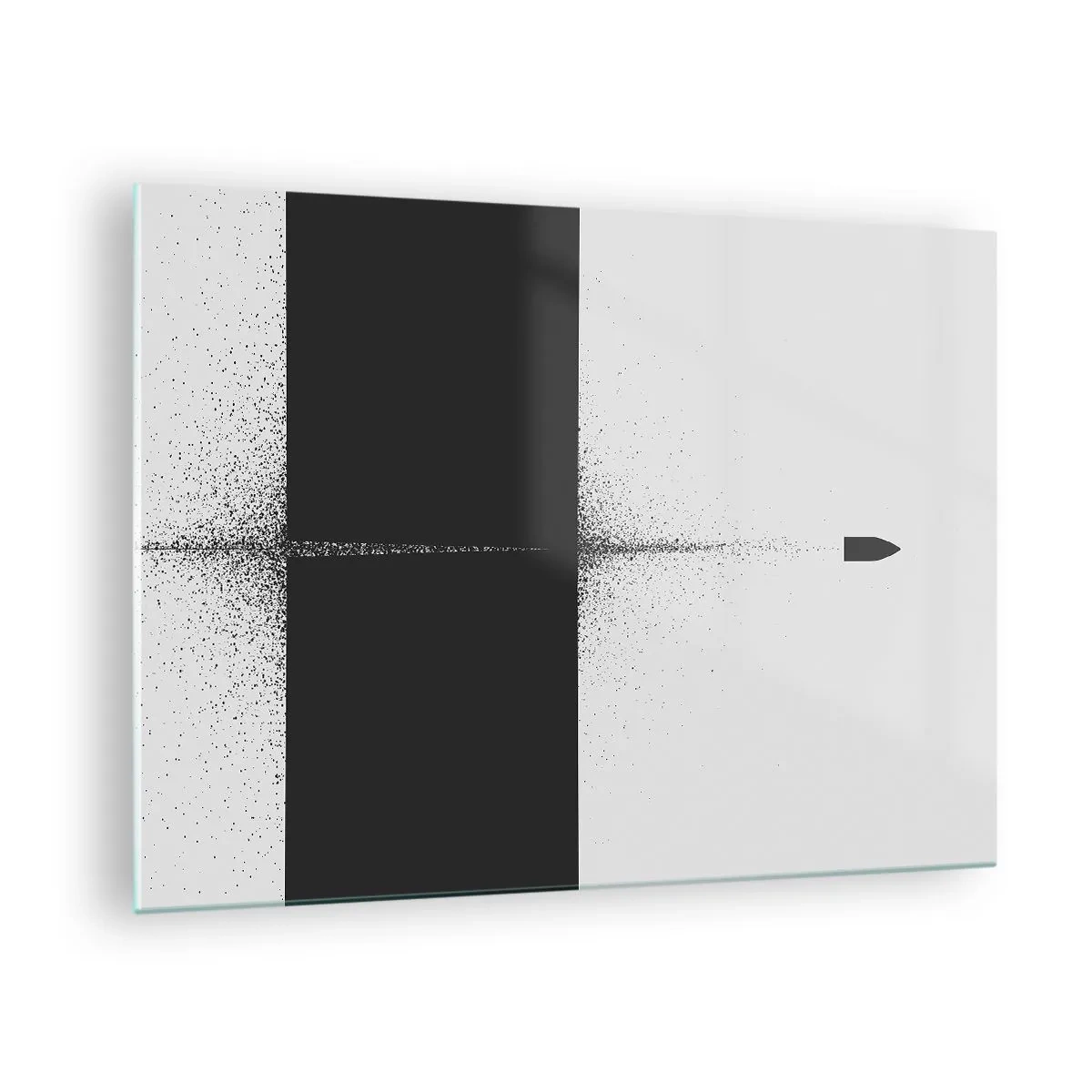 Glass picture - An abstract composition of black and white with a dynamic line - 70x50cm - Straight to the Point - Modern wall decoration for the living room and bedroom ARTTOR