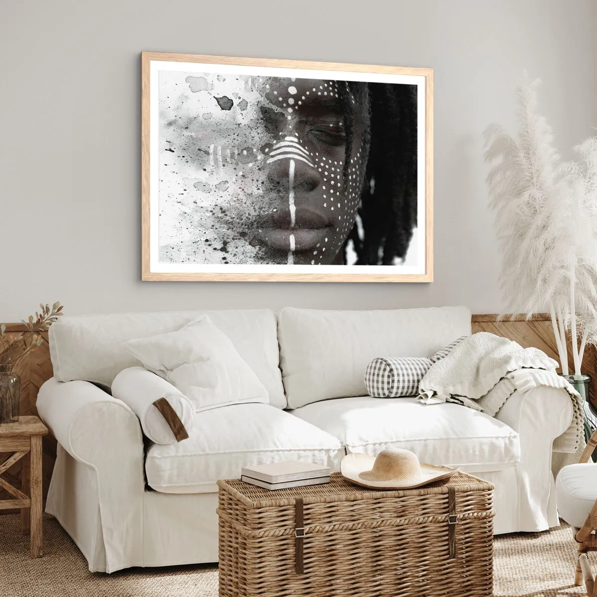 Poster in light oak frame - Dsicover Primordial Spirit - 100x70 cm