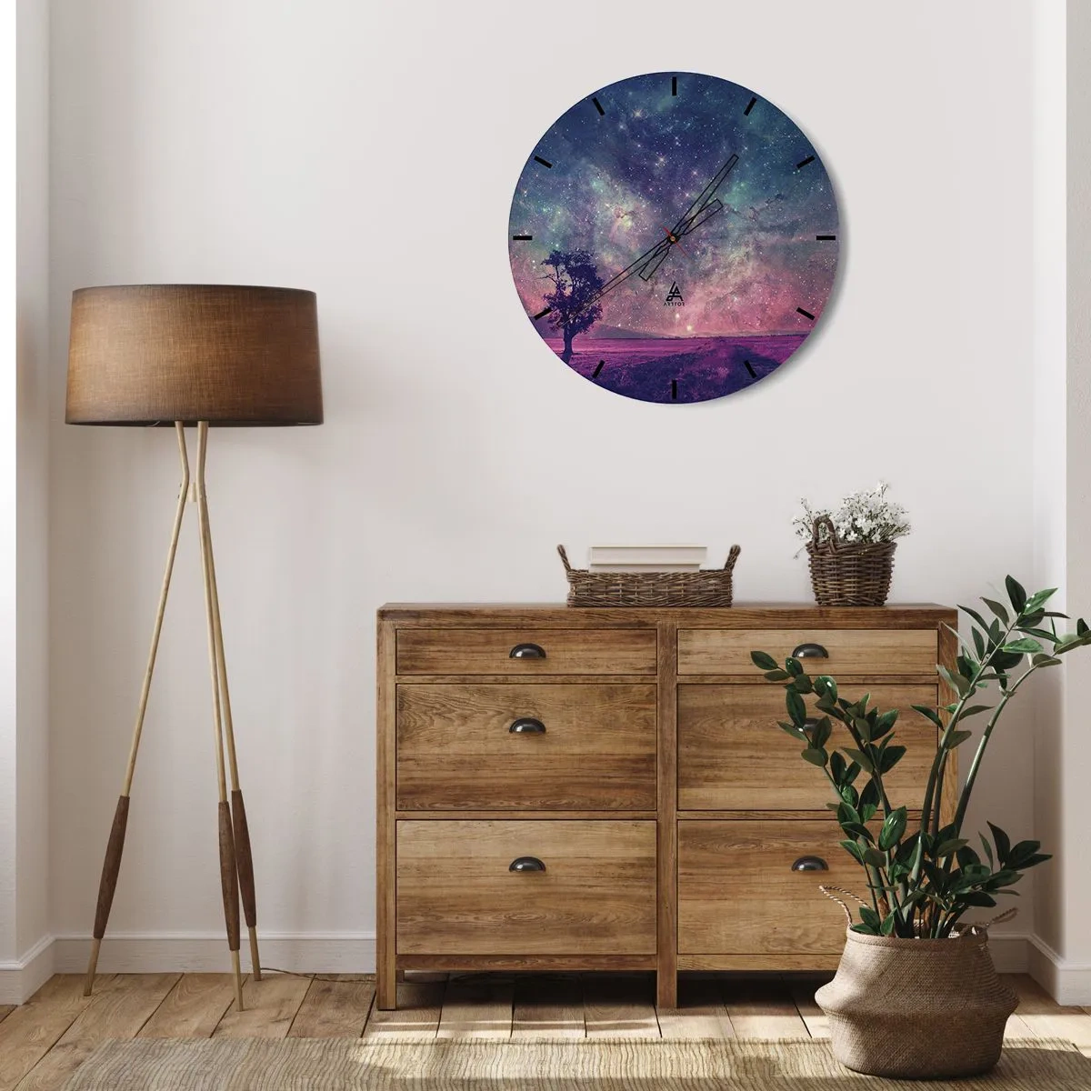 Wall clock - Clock on glass - Under Magical Sky - 40x40 cm