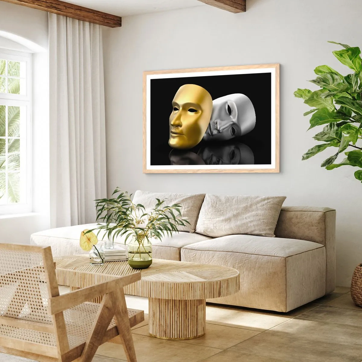 Poster in light oak frame - Life Is a Theatre - 70x50 cm