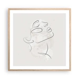 Poster in light oak frame - Outline of Happiness - 60x60 cm