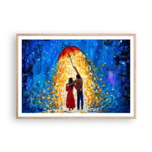 Poster in light oak frame - Magic of a Rainy Evening? - 100x70 cm