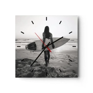 Wall clock - Clock on glass - Daughter of Sea Wave - 40x40 cm
