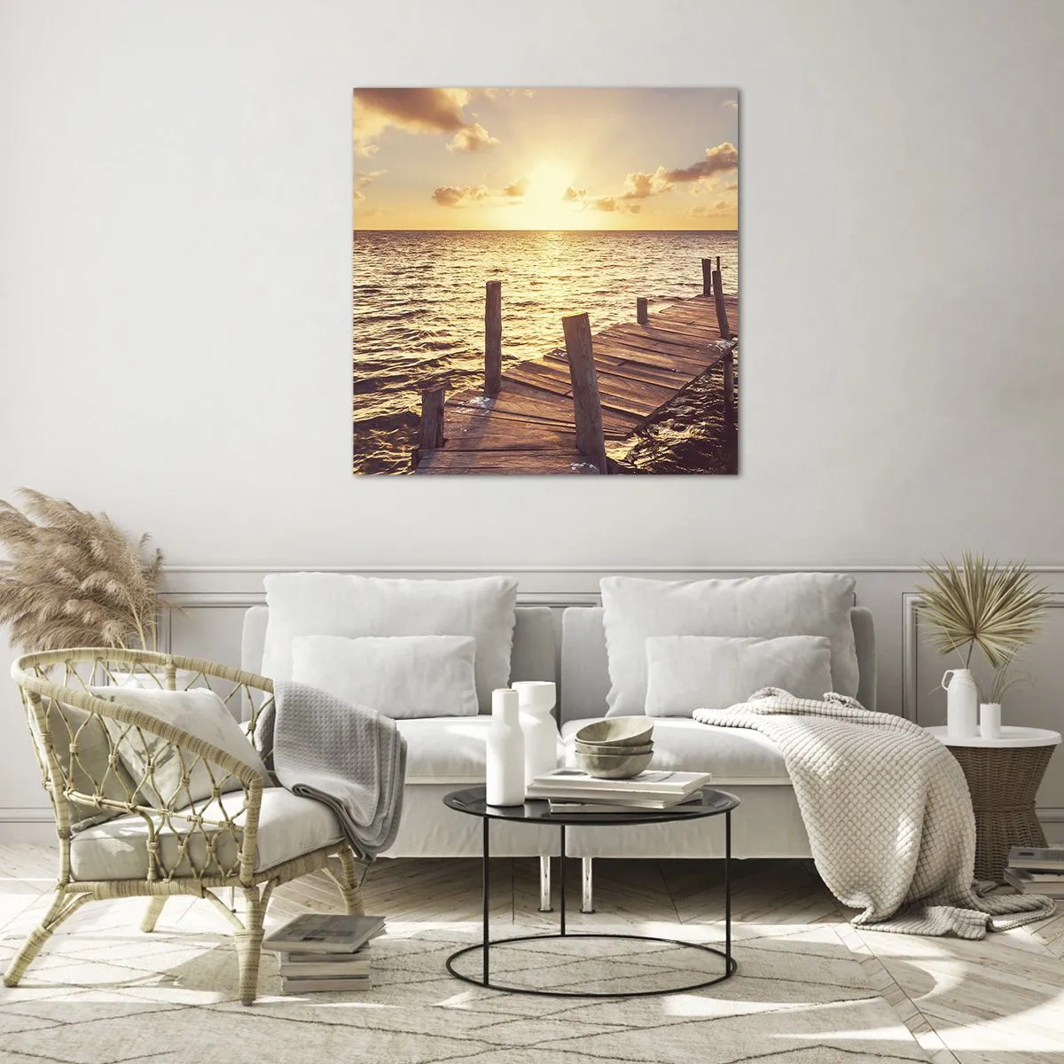 Glass picture - Golden Land of Tranquility - 30x30 cm