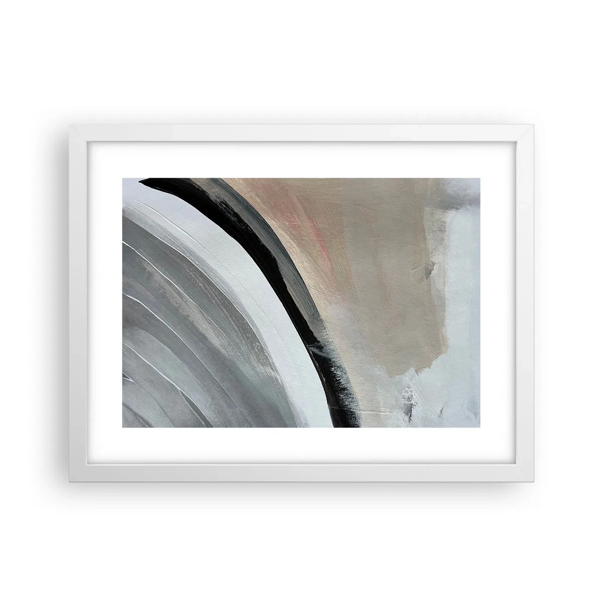 Poster in white frmae - Composition: Arc of Black and Grey - 40x30 cm