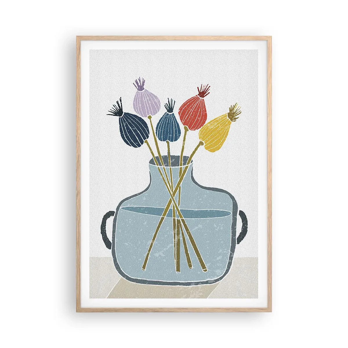 Poster in light oak frame - As Quiet as Poppies - 70x100 cm