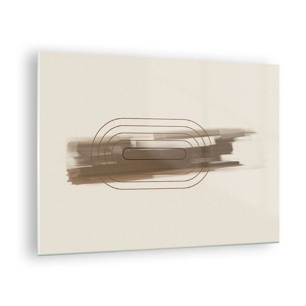 Glass picture - Abstraction in shades of brown with a minimalist pattern - 70x50cm - Blast of Grey - Modern wall decoration for the living room and bedroom ARTTOR