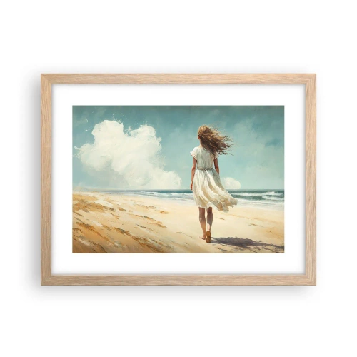 Poster in light oak frame - Meeting the Sun aand the Wind - 40x30 cm