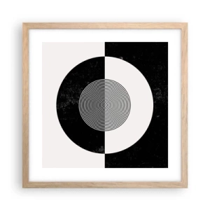 Poster in light oak frame - Harmony in Black and White - 40x40 cm