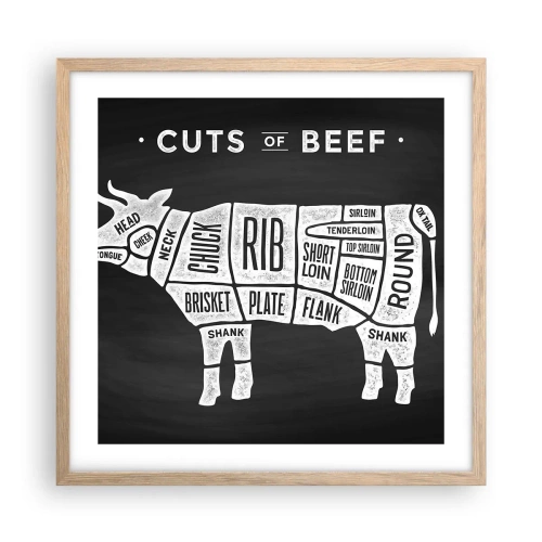 Poster in light oak frame - Time for a Feast - 50x50 cm