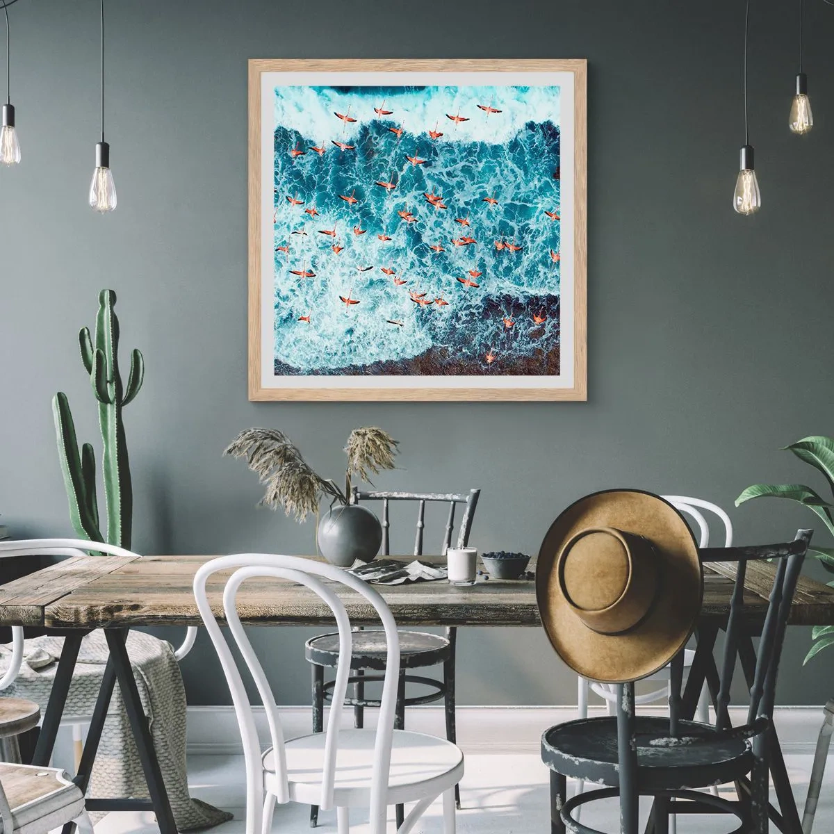 Poster in light oak frame - Seaside Parade - 30x30 cm