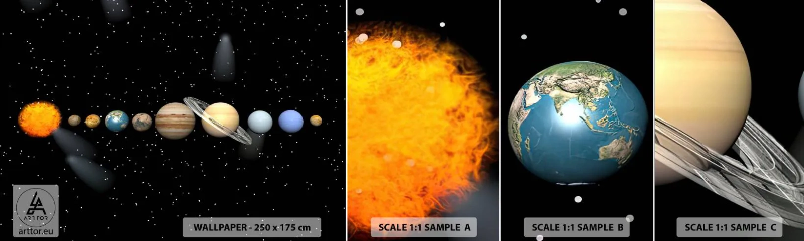 Photo Wallpaper Sample Self-Adhesive Deluxe Sticker - Planets are Revolving - Space and Astronomy, Solar system, Planets - 100x30 cm