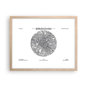 Poster in light oak frame - Anatomy of Birmingham - 50x40 cm