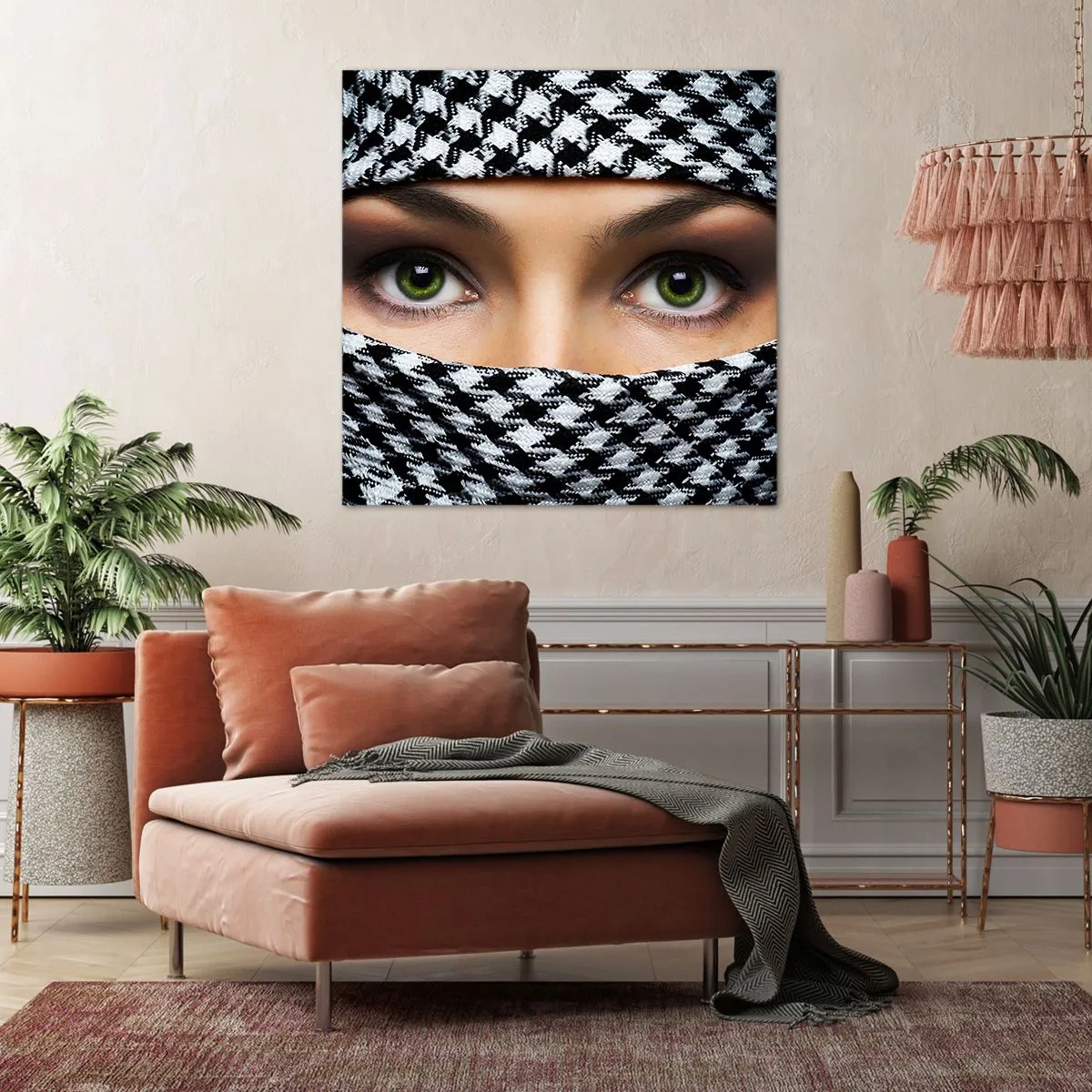 Canvas picture - Portrait of Head-scarfed Beauty - 30x30 cm