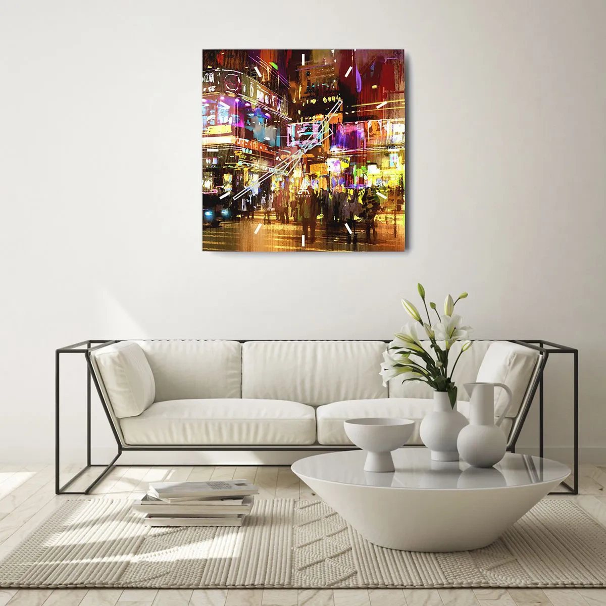 Wall clock - Clock on glass - In the Sea of Light - 30x30 cm