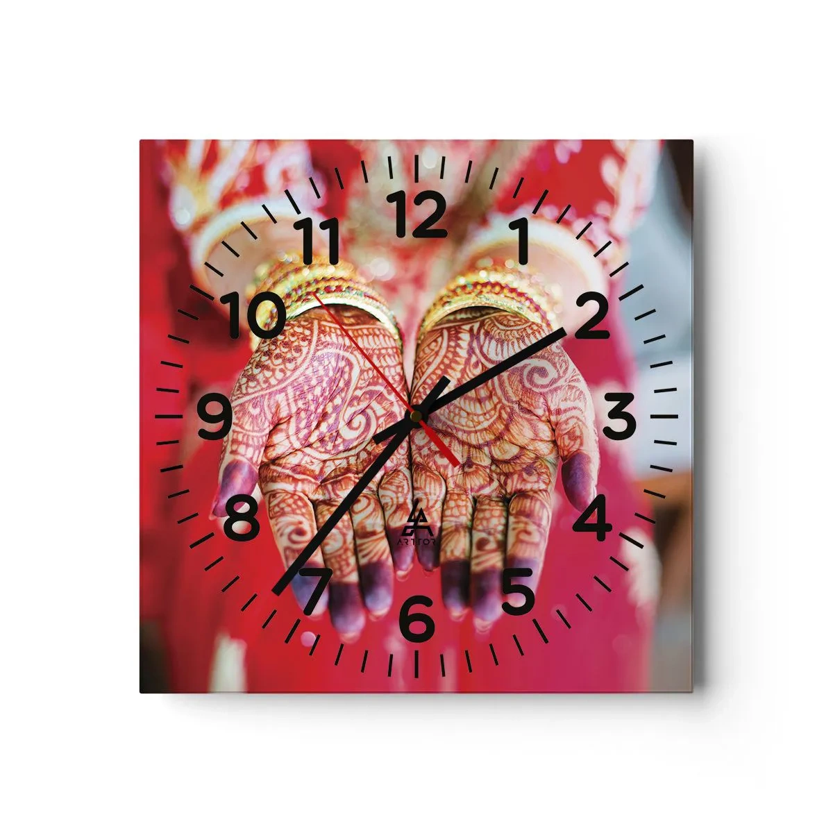 Wall clock - Clock on glass - Readt to Catch Happiness - 40x40 cm