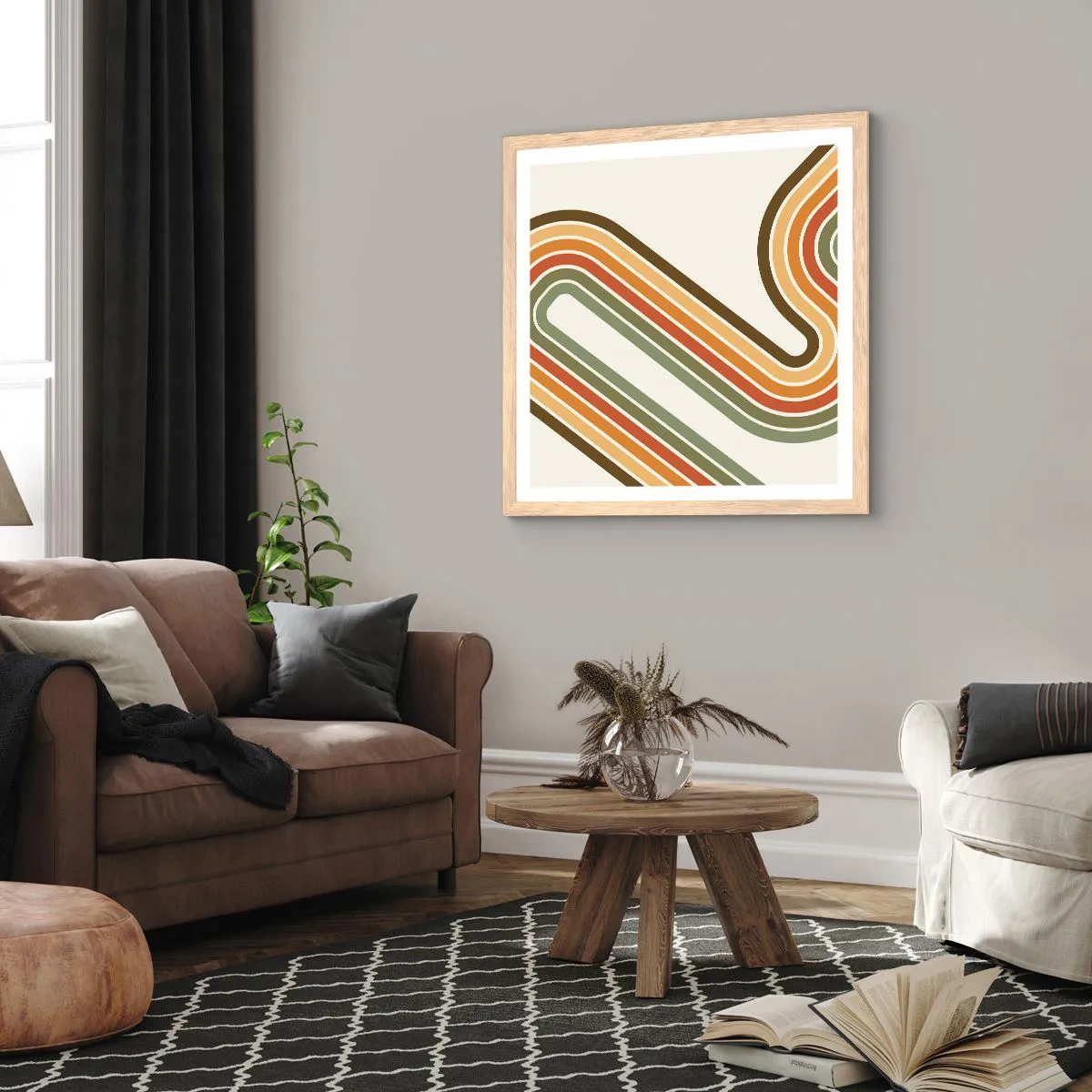 Poster in light oak frame - Zigzaging towards the Goal - 50x50 cm